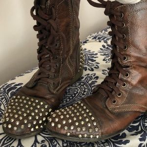Steve Madden leather studded combat boots size 8